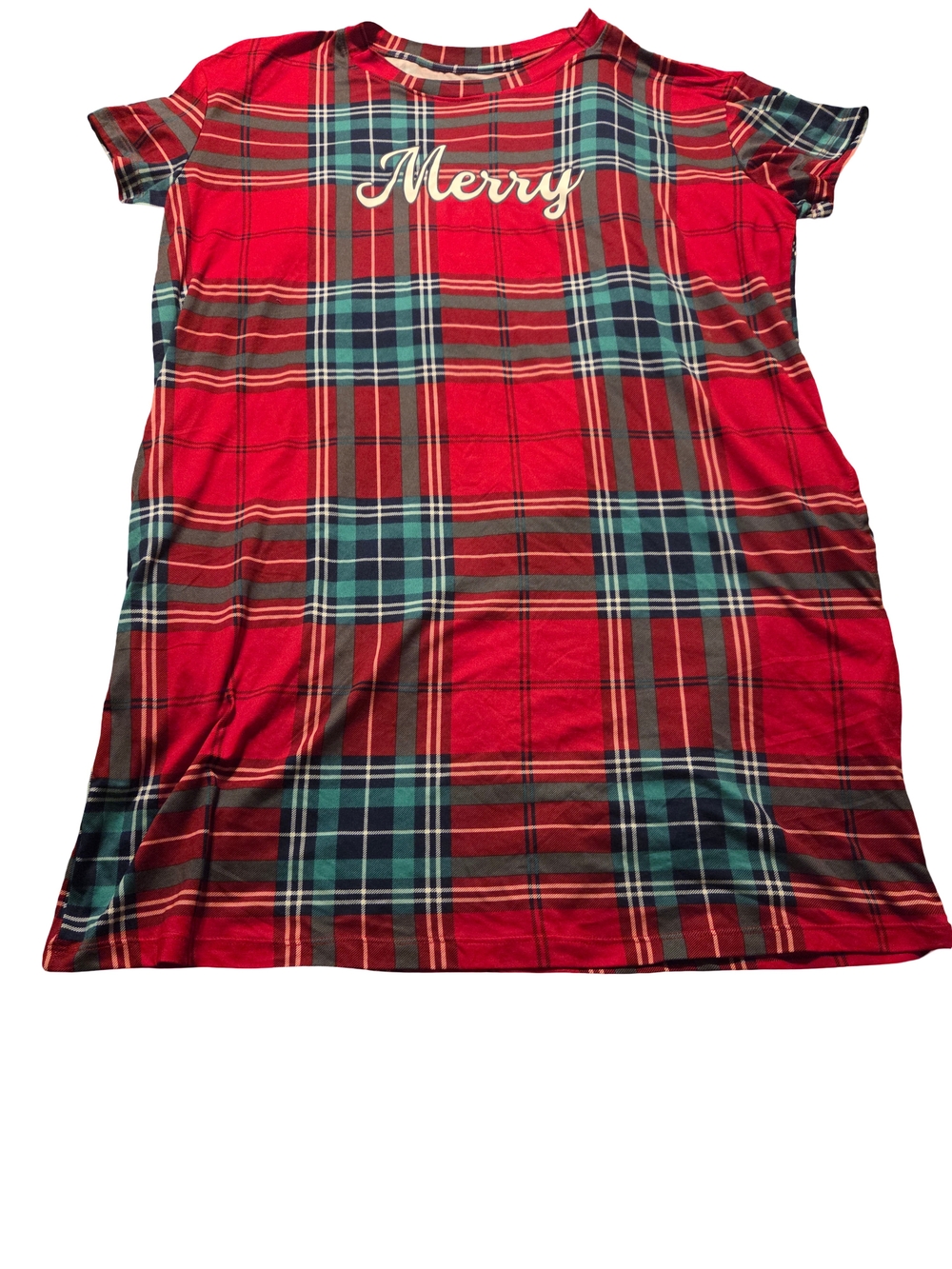 Merry Plaid Womens Pajama Nightshirt - Red Plaid